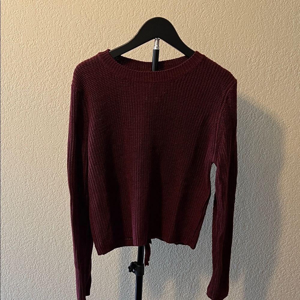 Ambiance Burgundy Crew Neck Sweater